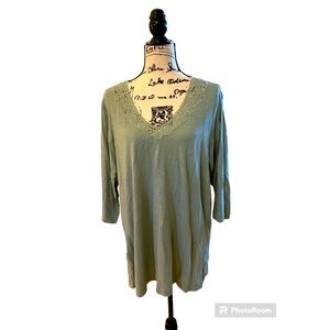 J Jill V neck tunic top . Very soft sage green .size XL